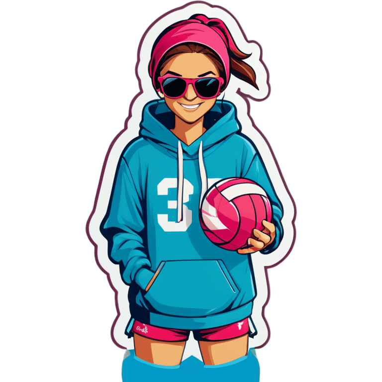 A volleyball with a hoodie and sunglasses emoji