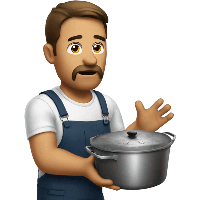 Confused Man holding Dutch oven  emoji