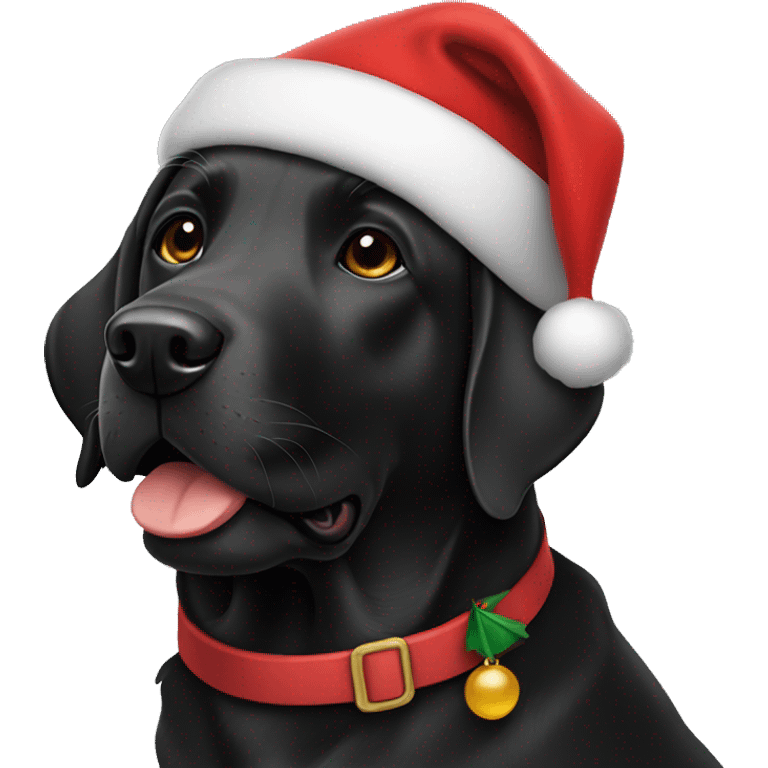 Black lab with Santa hat emoji