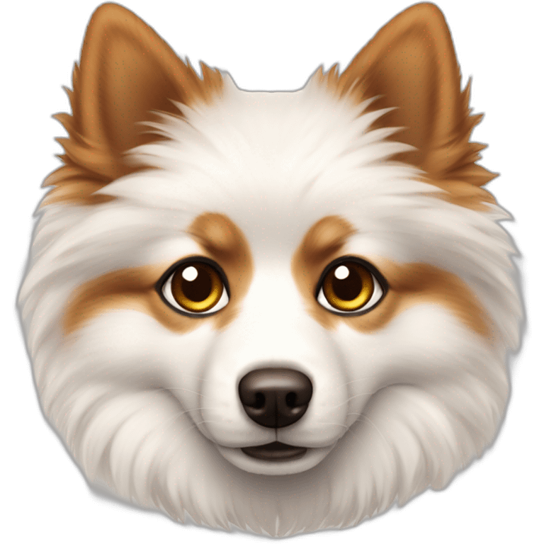 Spitz dog white color fluffy brown eyes emoji