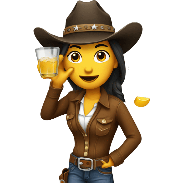 Cowgirl drinking tequila emoji