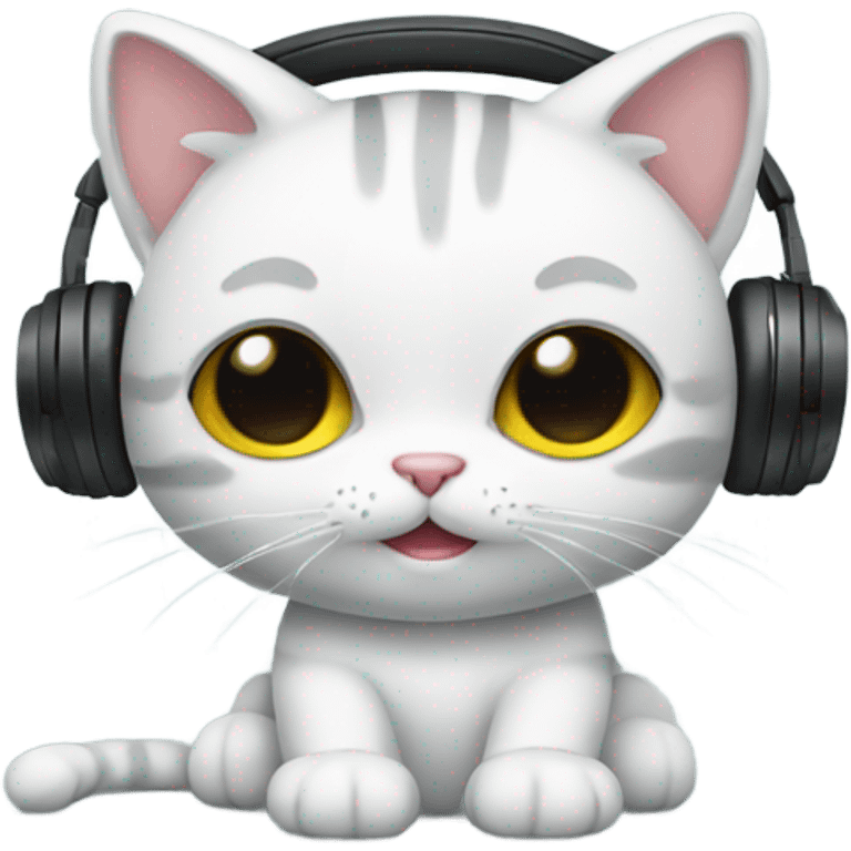 kitty with headphones and sim bar over head  emoji