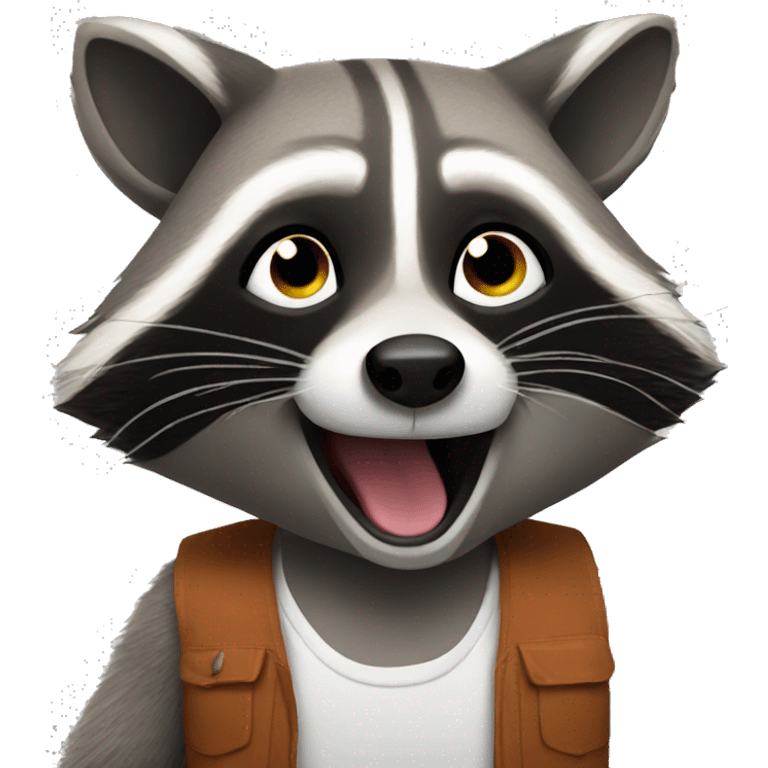 Raccoon partying emoji