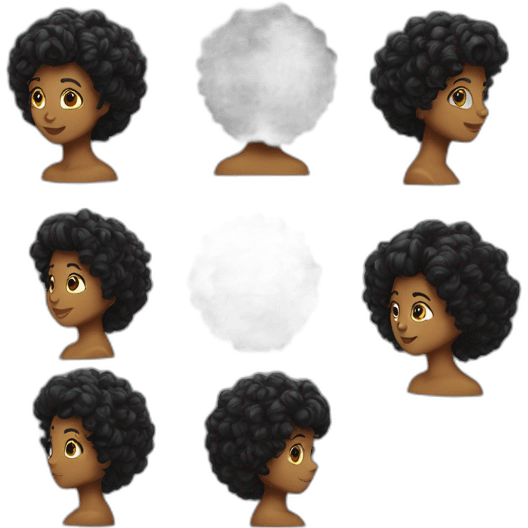 Hakima avec cheuveux bouclées noir emoji