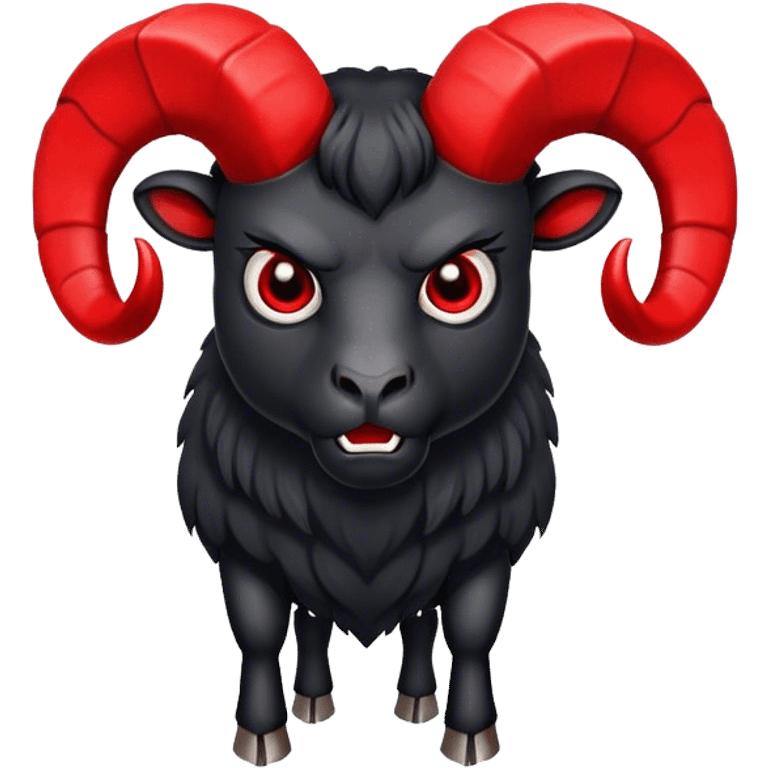 large angry black ram with red horns emoji