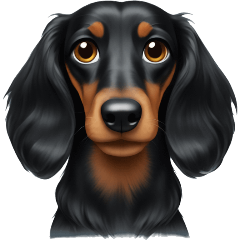 Long haired Black solid Dachshund emoji