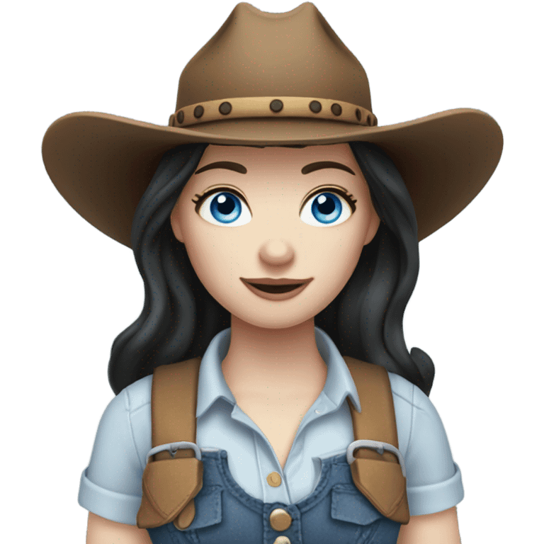 Cow girl, pale skin, blue eyes, dark hair  emoji