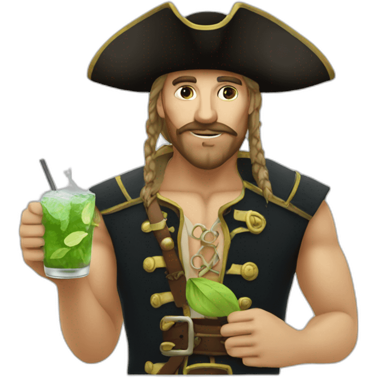 white pirate drinking mojito emoji