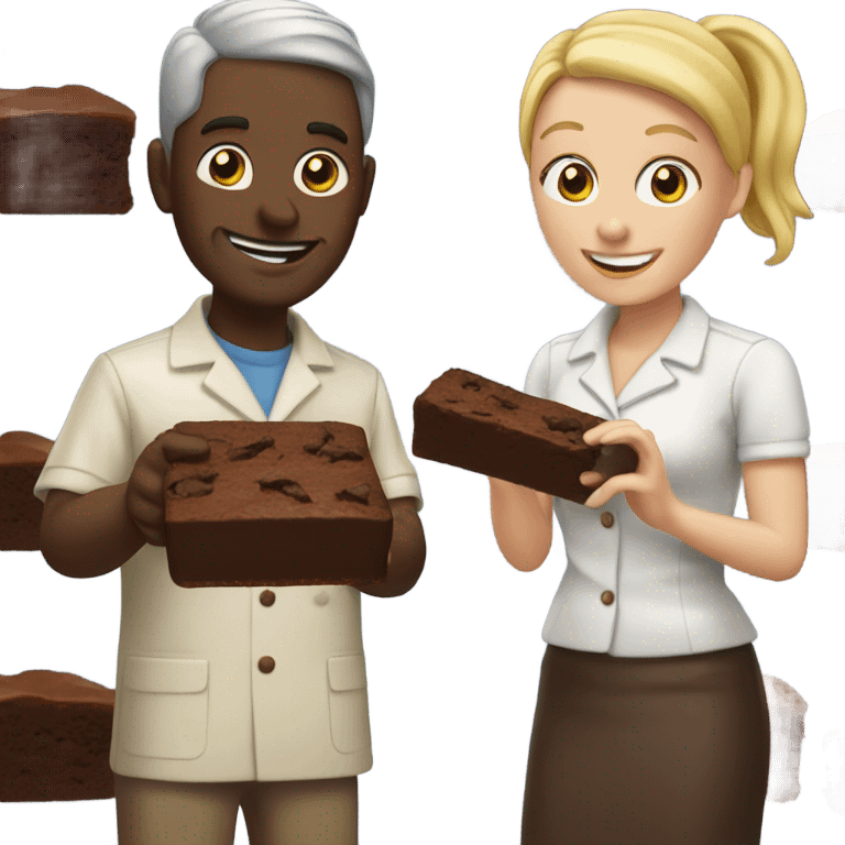 Two white people making brownies emoji