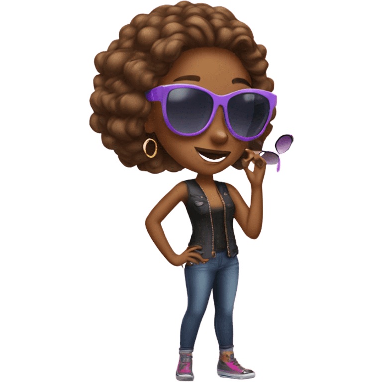 diva girl putting sunglasses on emoji