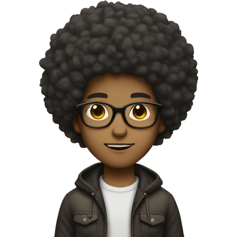 Light skin boy with Afro and glasses  emoji