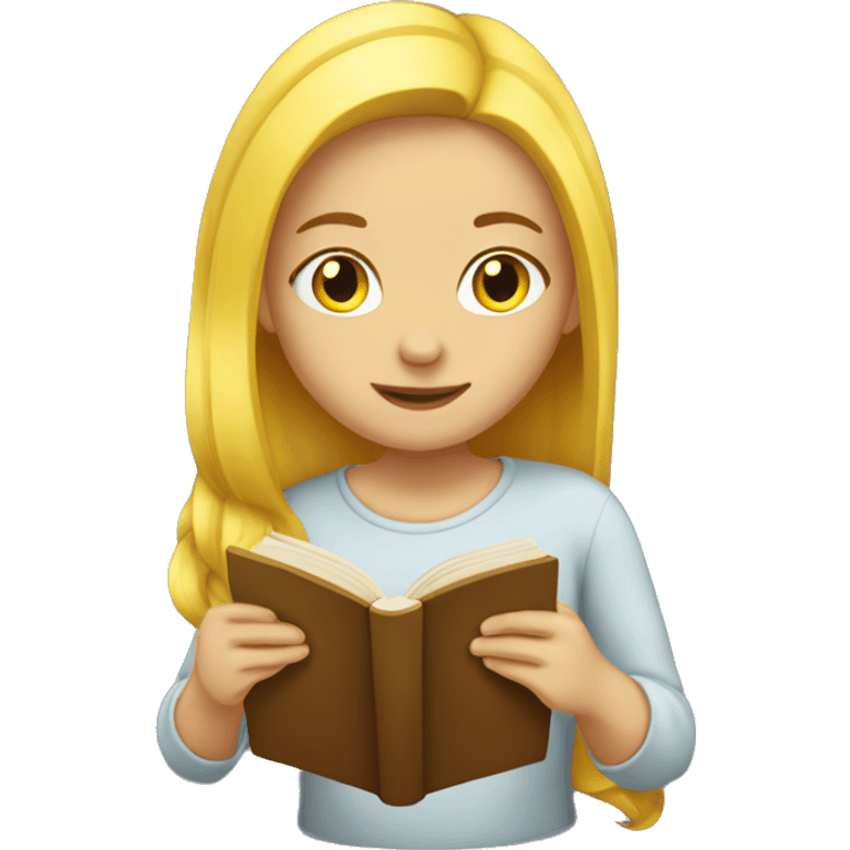 yellow-medium-hair-girl-reading-a-book emoji