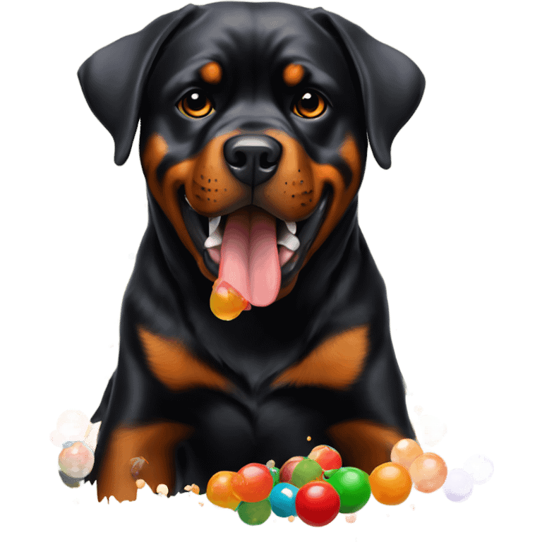 Rottweiler eating paintballs emoji