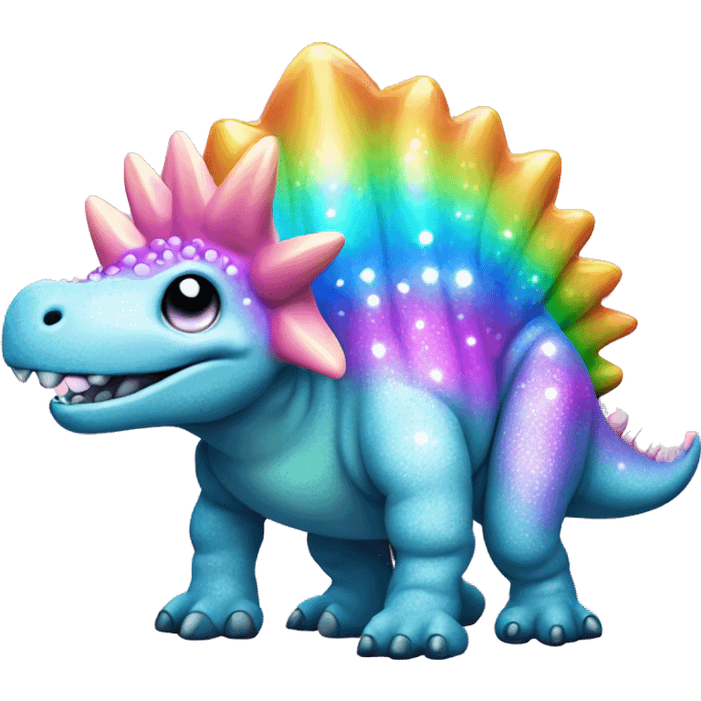 One Kawaii bedazzled pastel neon rainbow stegosaurus  emoji