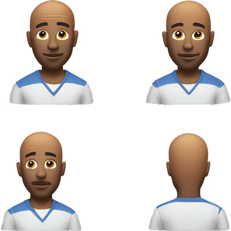 bald black man wearing shirt and backwards Kangol emoji