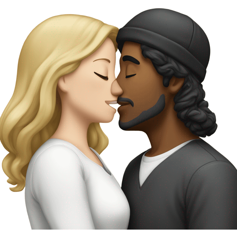 white male wearing a kippah with a black hair kissing a white female with brown and blonde hair. emoji