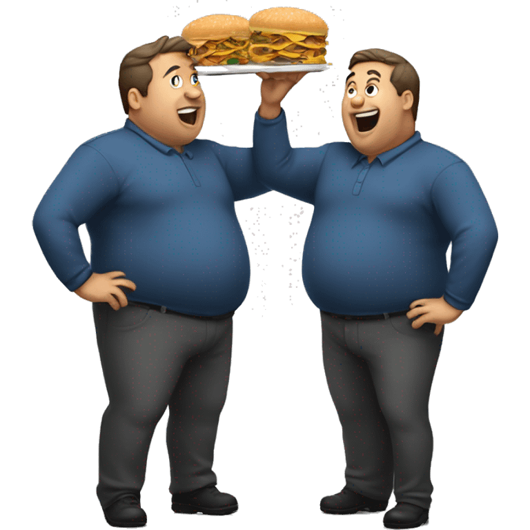 Two fat men throwing food emoji