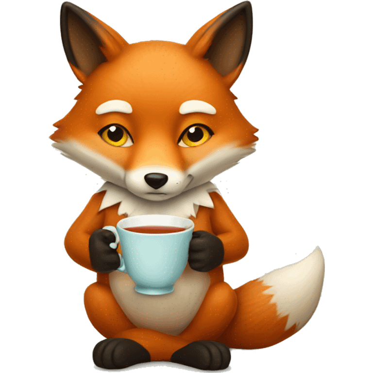 fox with a cup of tea emoji