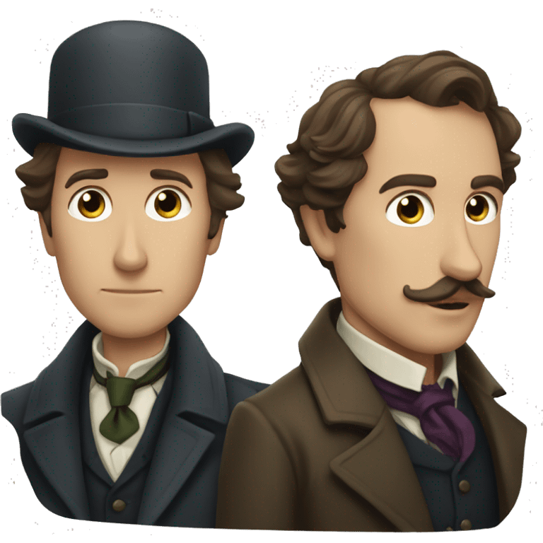 Sherlock Holmes and Watson investigating emoji