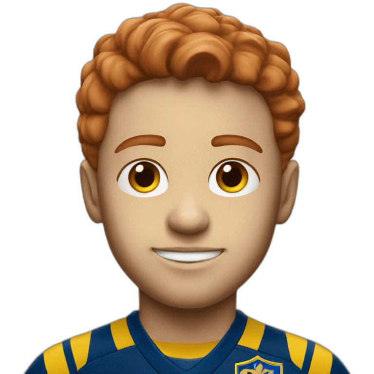 red haired kid with boca juniors jersey emoji