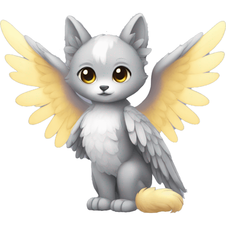 Anthro shy cute kawaii winged animal hybrid full body emoji