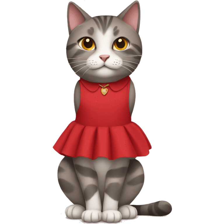 Cat wearing red dress emoji