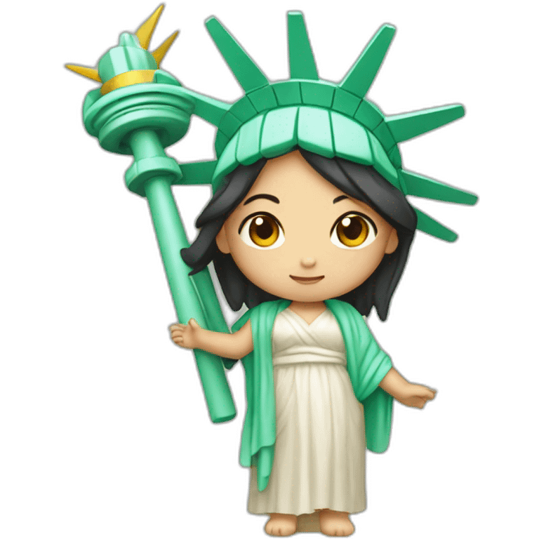 cute asian skinned girl statue of liberty emoji