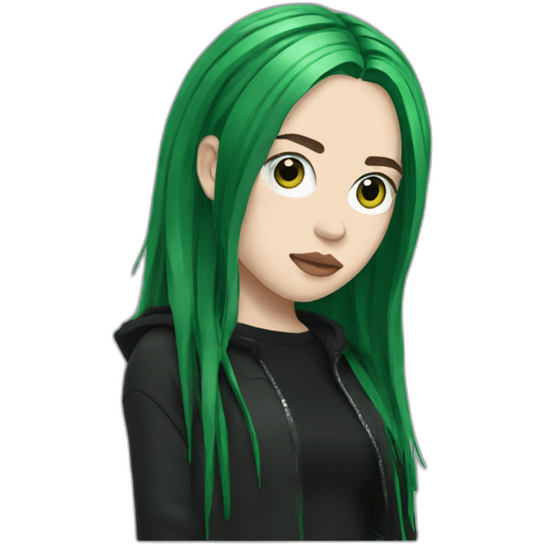 Billie eilish, green black hair emoji