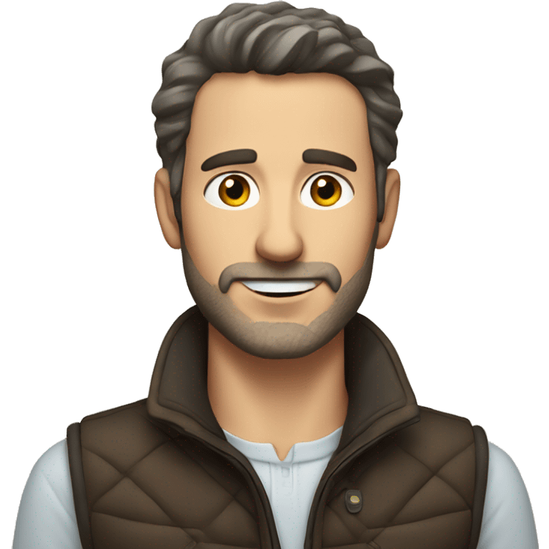 a white man with dark brown hair and stubble in a gilet  emoji