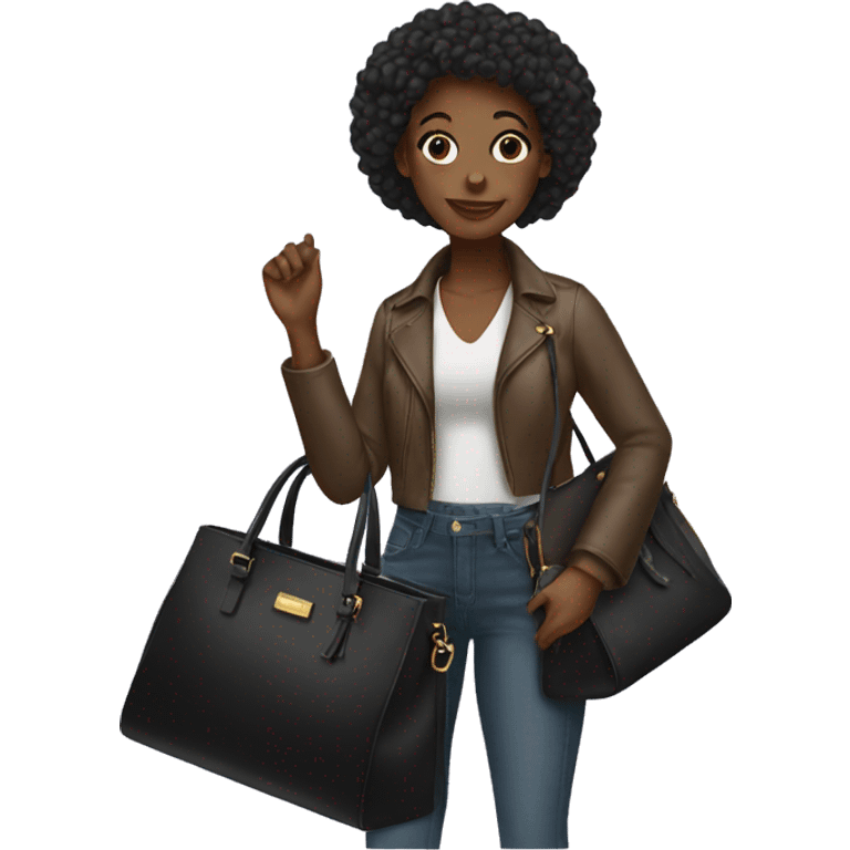 black girl holding a designer bag  emoji