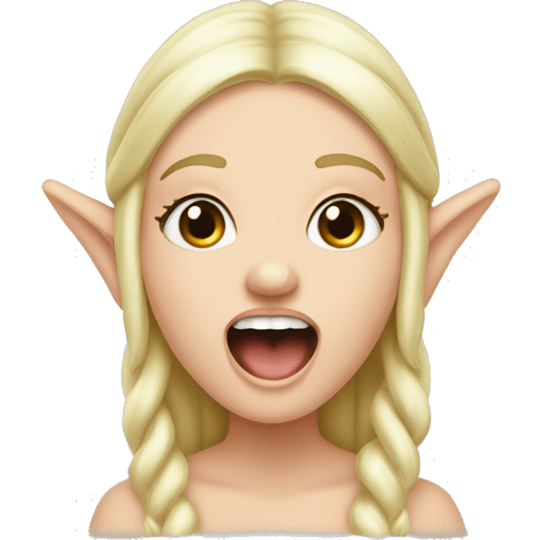 White girl elf shouting “charo” emoji