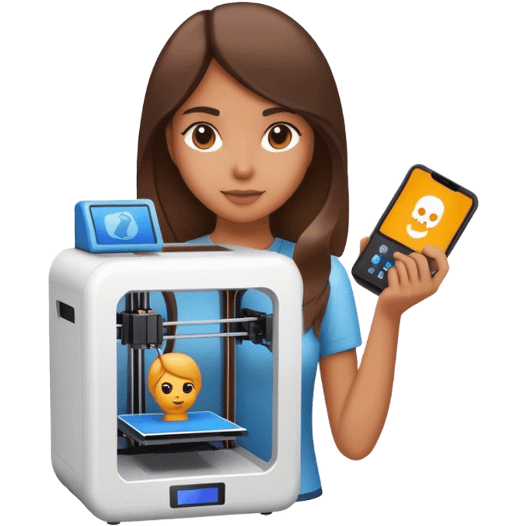 Girl holding 3D printer  emoji