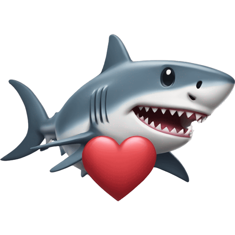 Shark holding a heart emoji