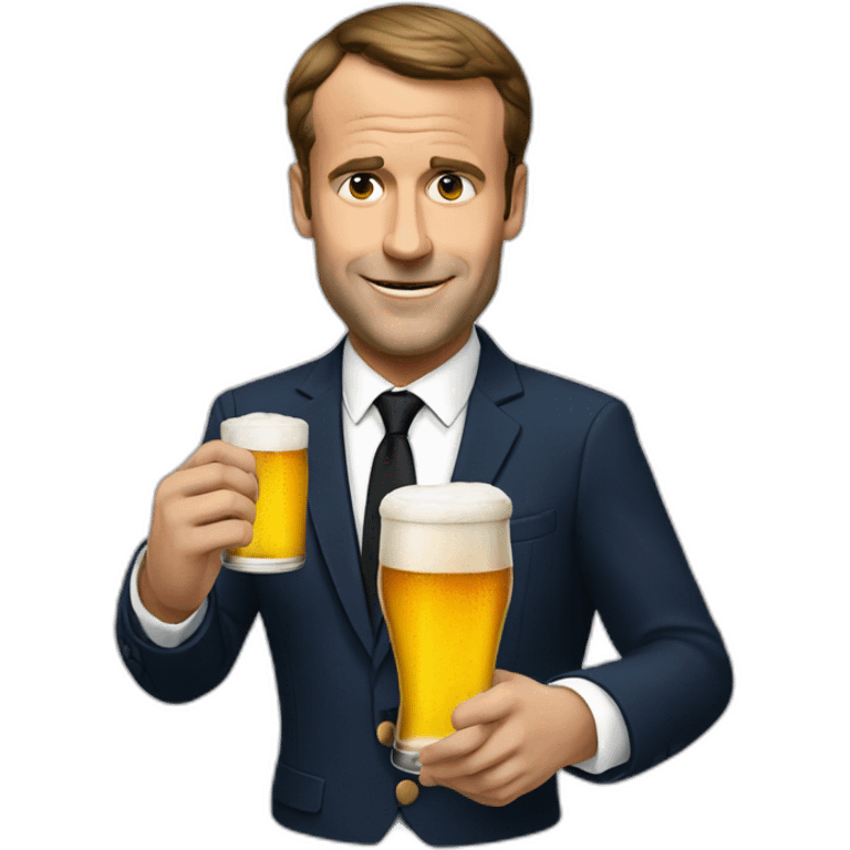 Macron with beer emoji