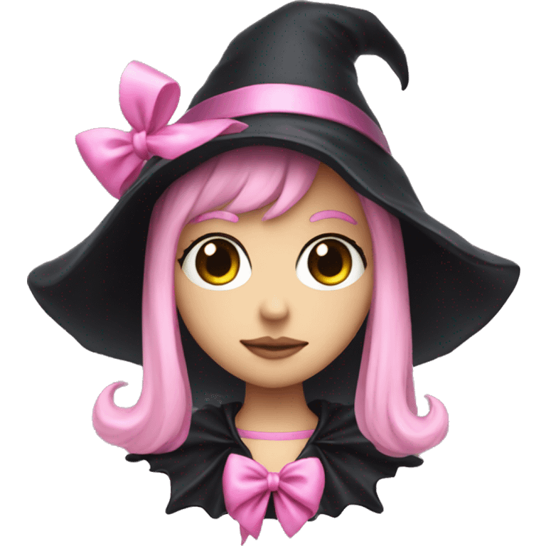 black heart witch chain and pink bow emoji