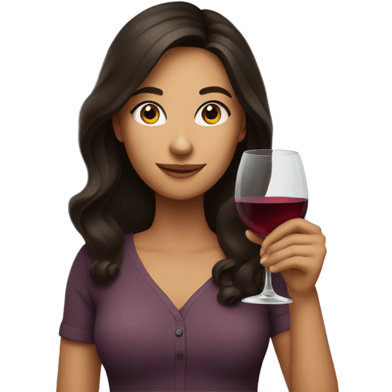 Brunette with wine glass emoji