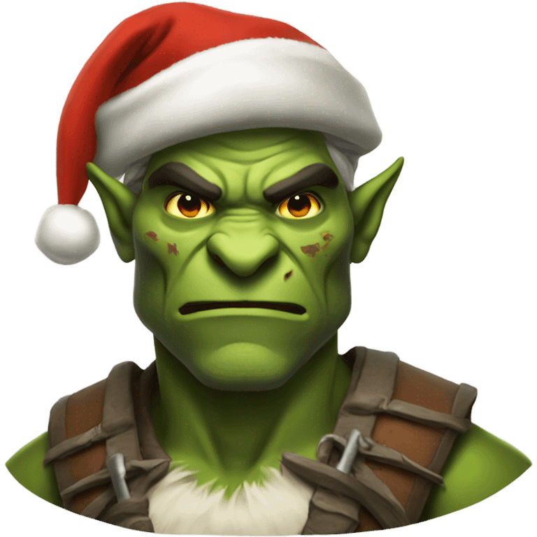 Fierce Orc ranger wearing santa hat emoji