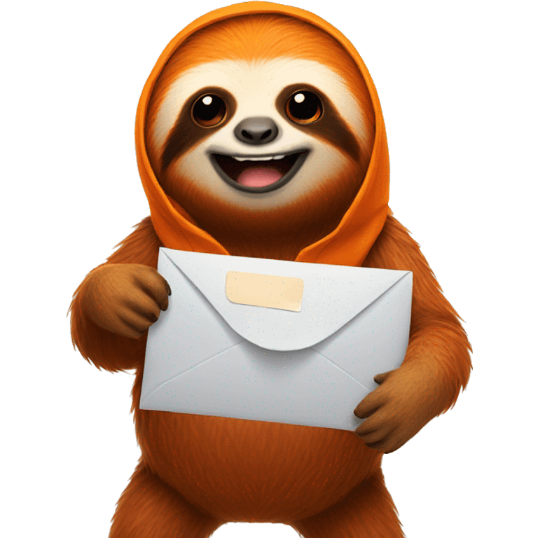 orange sloth receiving mail emoji