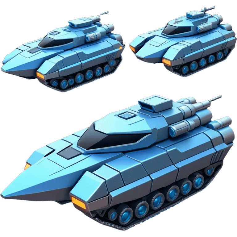 Clash of Clans aesthetic: Cinematic heroic Space Tank Emoji, rendered in a 3D vector-style similar to standard emojis with minimal shading and bold, simplified shapes. A robust, isometric armored vehicle with sleek futuristic plating and energy cannons, softly glowing with a high-tech cosmic combat charm. Simplified yet unmistakably iconic, highly detailed and consistent, glowing with a soft radiant shine and high gloss. Stylized with a touch of intergalactic warfare and a soft glowing outline, capturing the essence of a futuristic battle machine with a friendly, playful spirit! emoji