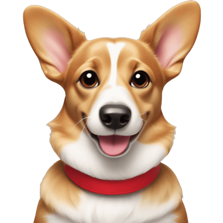 Wiener dog/corgi face tan and white, with red collar  emoji