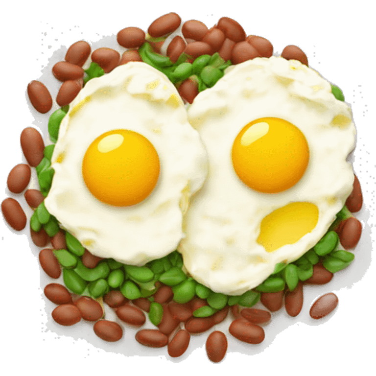 scrambled eggs with beans on a white plate emoji