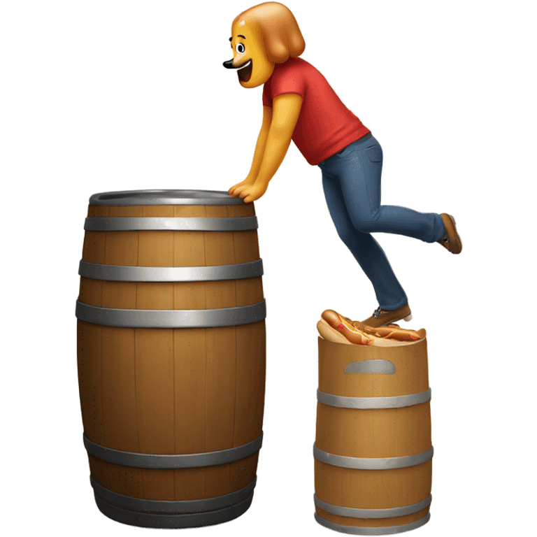 Hot dog person doing handstand on top of keg emoji