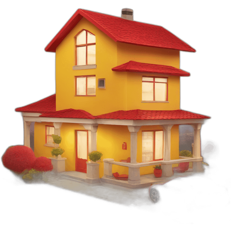 smart home in red and yellow colors emoji