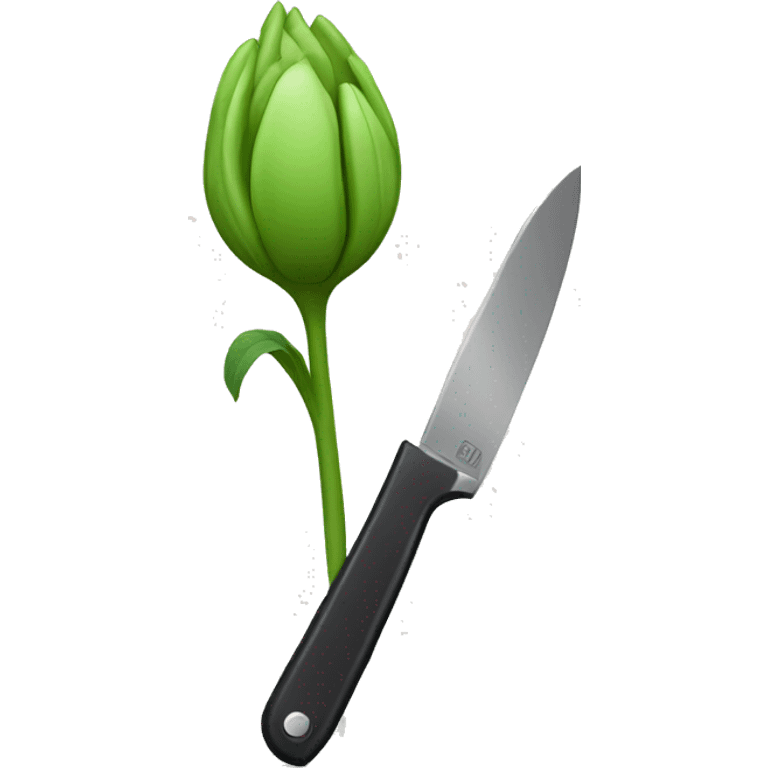 Compact flower bud with knife in hand emoji