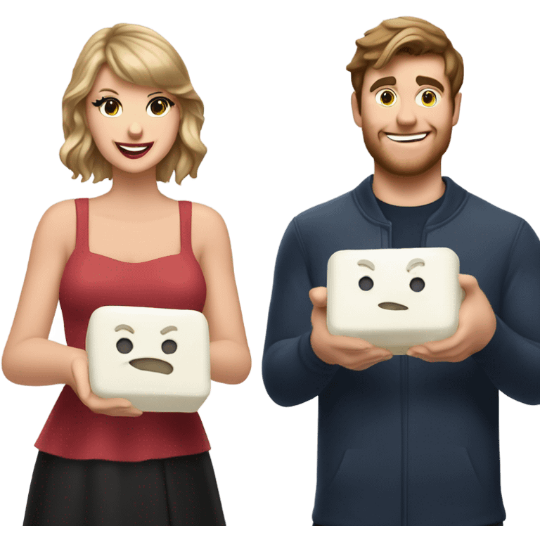 Mr Beast combined with Taylor Swift holding soap emoji