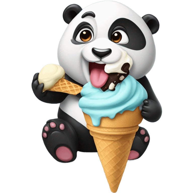 Panda eating ice cream emoji