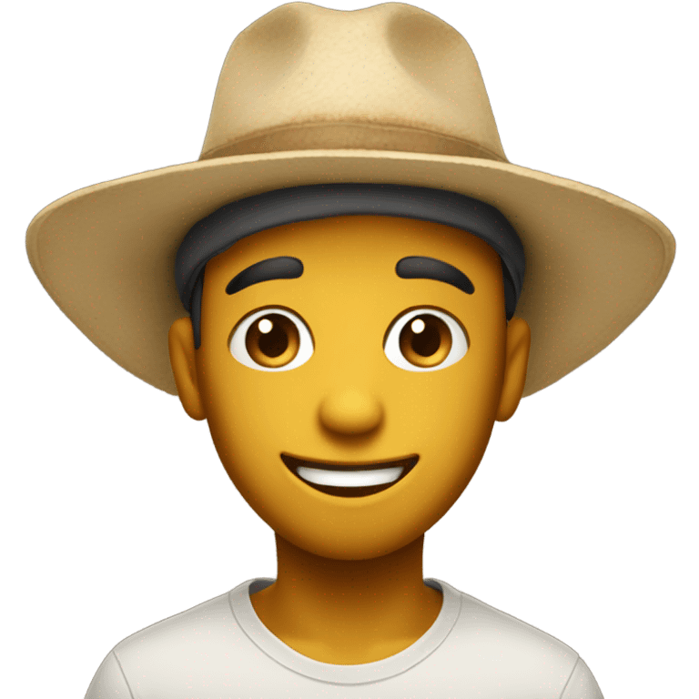 meme boy in desert hat, Happy face emoji