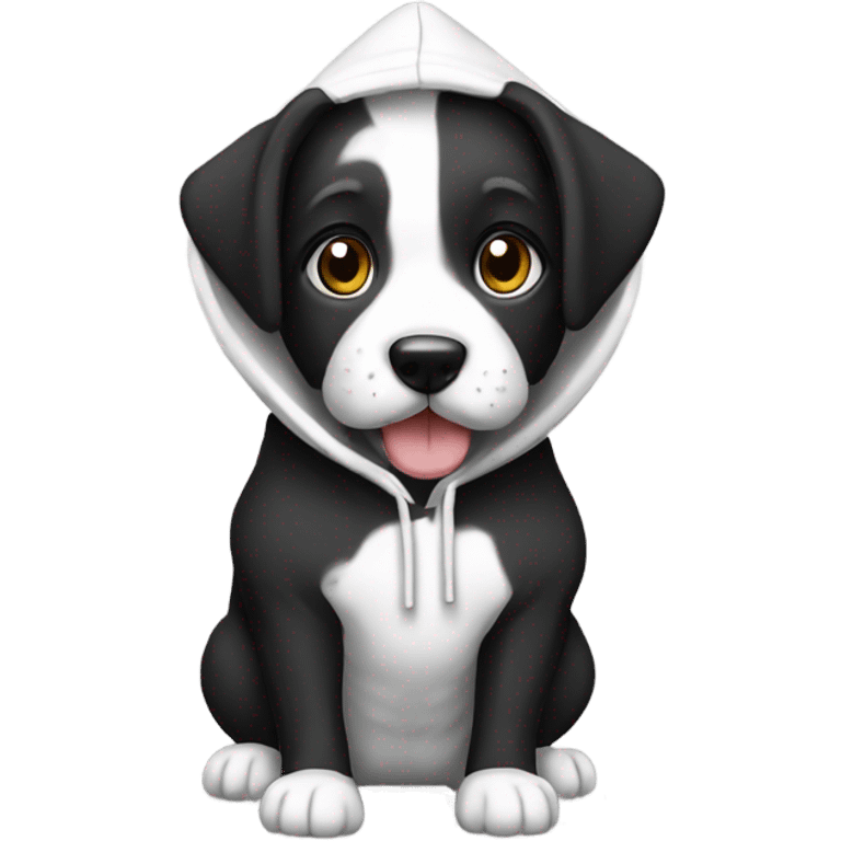 Dog black and White wearning hoodie  emoji