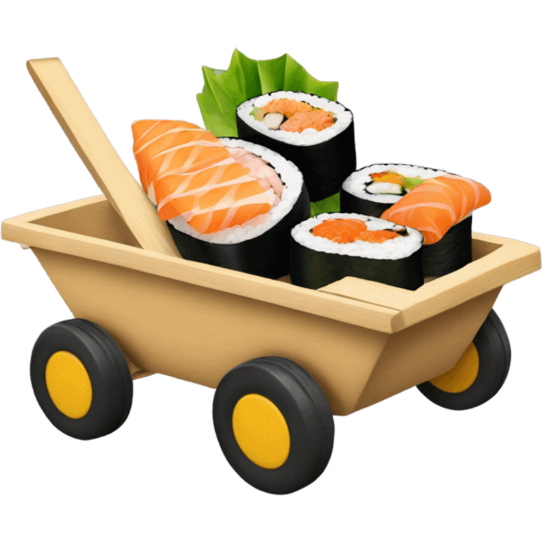 A wheelbarrow full of sushi emoji