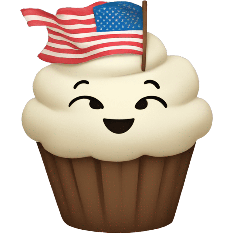 Happy cupcake with an American flag emoji